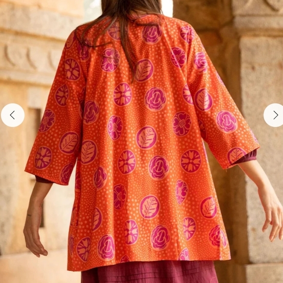 GUDRUN SJODEN KRISTINA layering Boho Orange Pink Festival Women’s Tunic Jacket - Picture 4 of 15